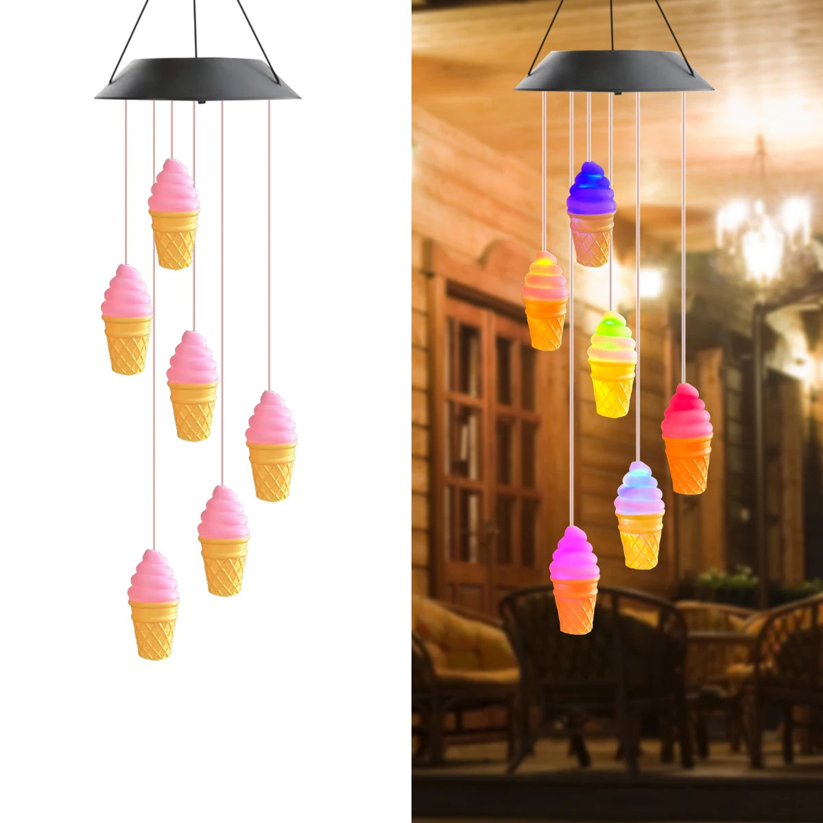 Solar Color Changing Wind Chimes – 6 LED RGB Outdoor Garden Décor