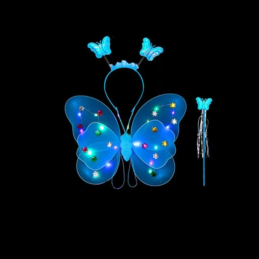 LED Angel Wings & Butterfly Costume Set – Kids Fancy Dress with Wand & Hair Hoop