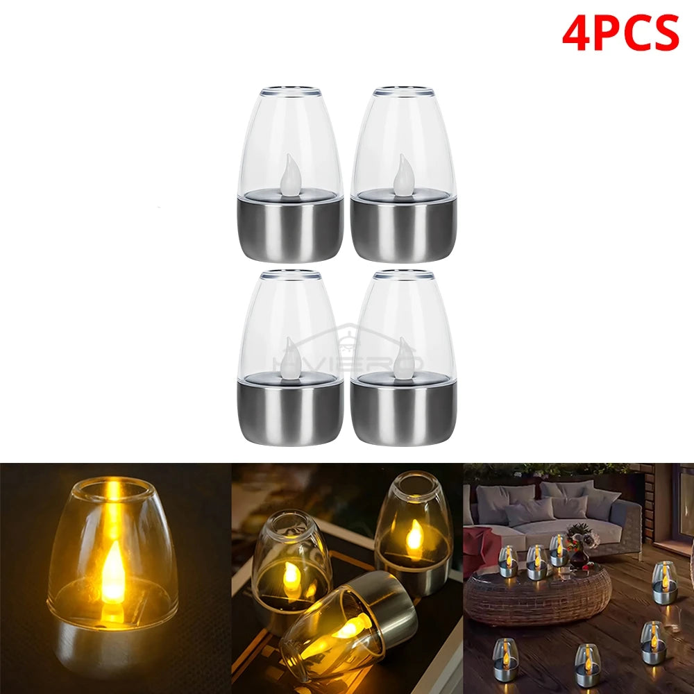 Solar LED Candle Light – Stainless Steel Outdoor Garden Lamp