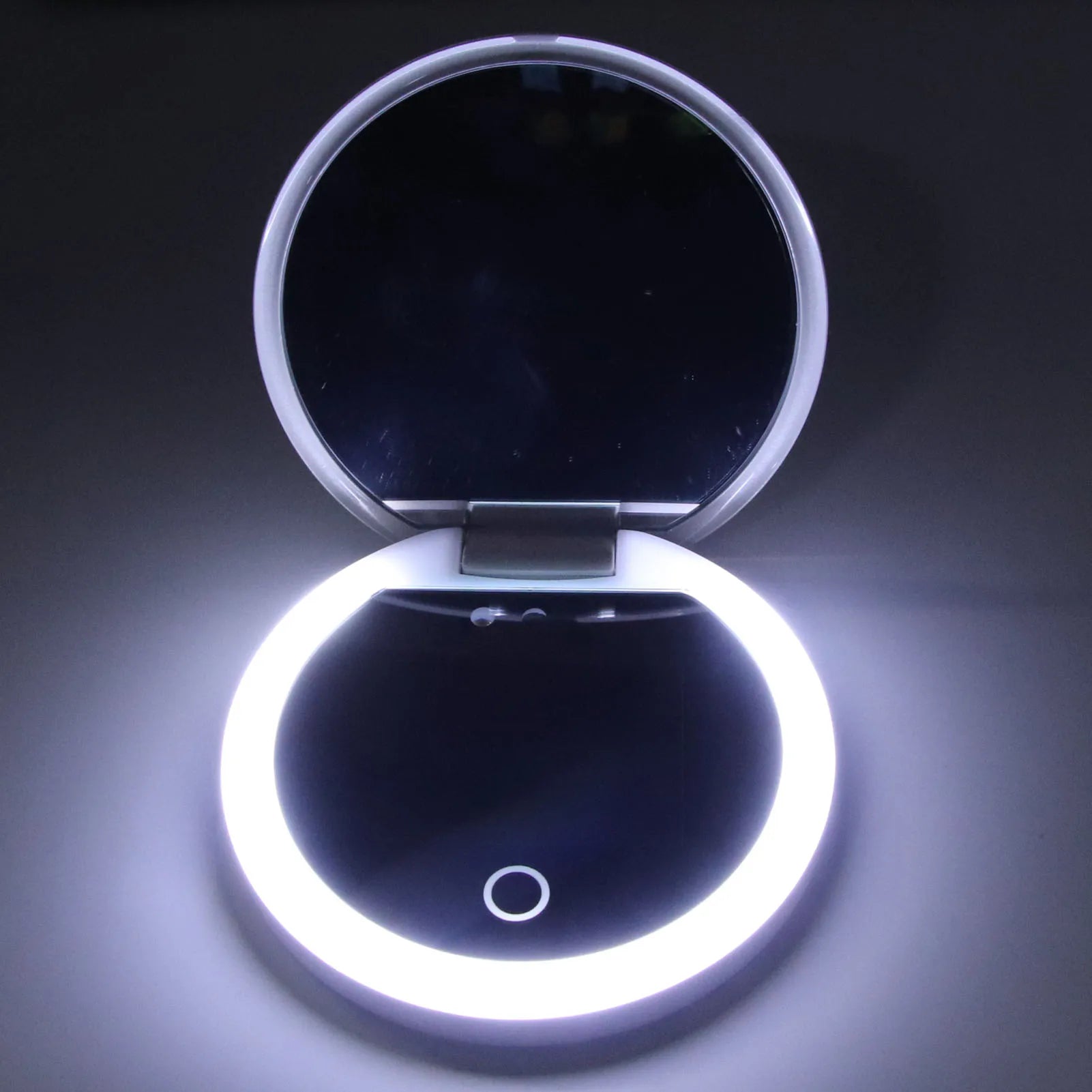 UV Camera Makeup Mirror – 2X Magnification Travel Pocket Mirror with LED Light