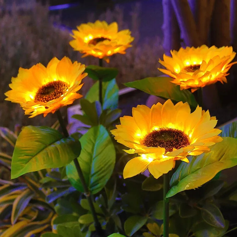 Solar Sunflower LED Garden Lights – 1 or 3 Heads