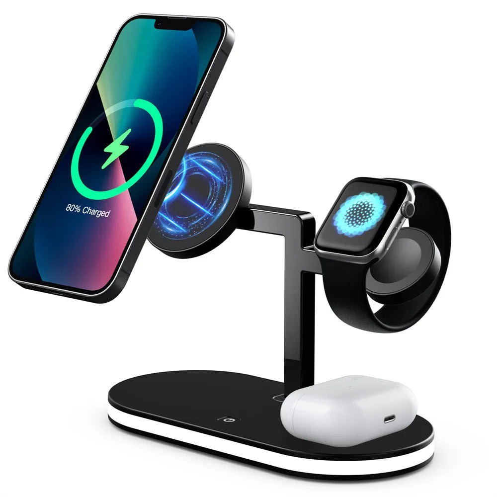 Magnetic 4 in 1 Wireless Charger Lamp For iPhone, Apple Watch, Airpods - Fast Charging Dock Station