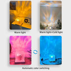Ocean Wave Aurora Projector Lamp – 16-Color Crystal Flame Light with Remote