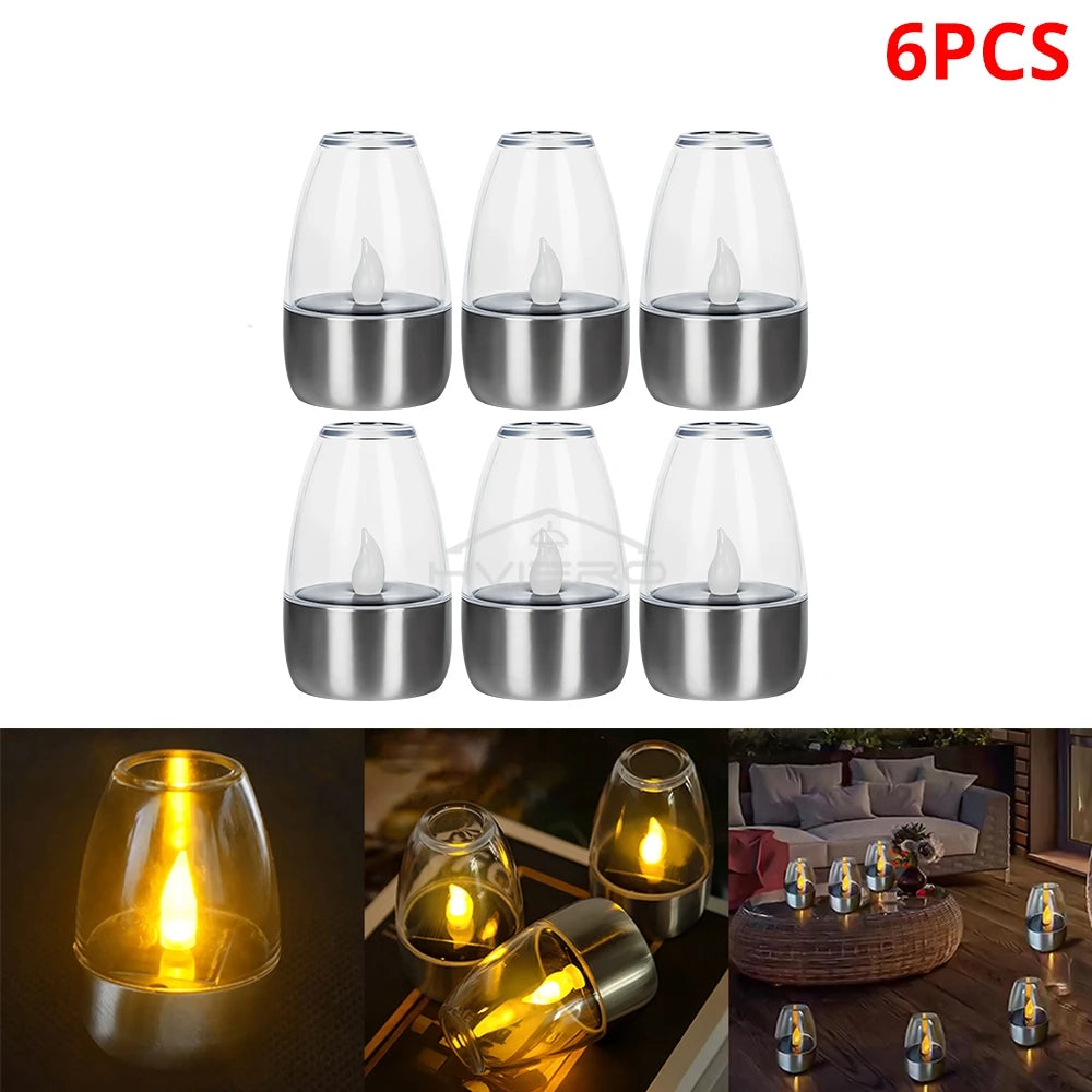 Solar LED Candle Light – Stainless Steel Outdoor Garden Lamp