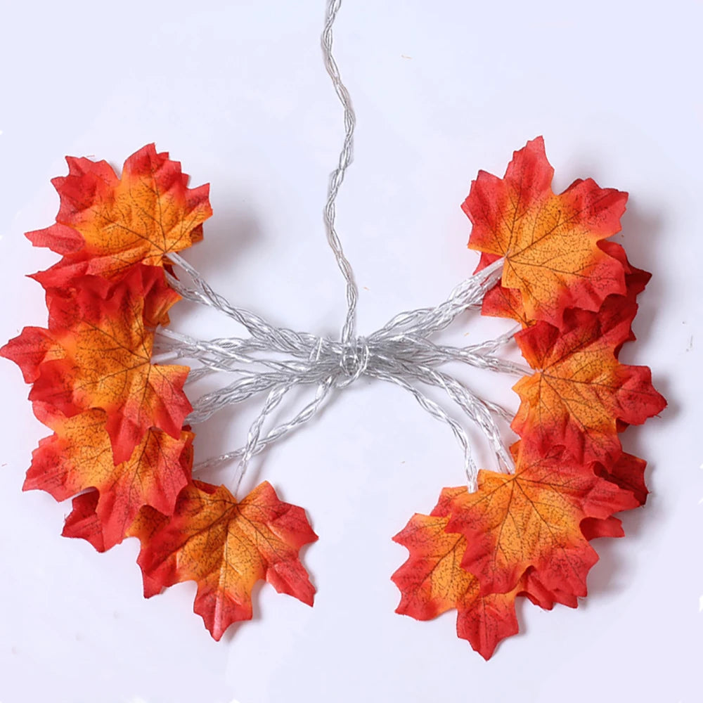 Halloween Maple Leaf String Lights – LED Garland for Fall Décor