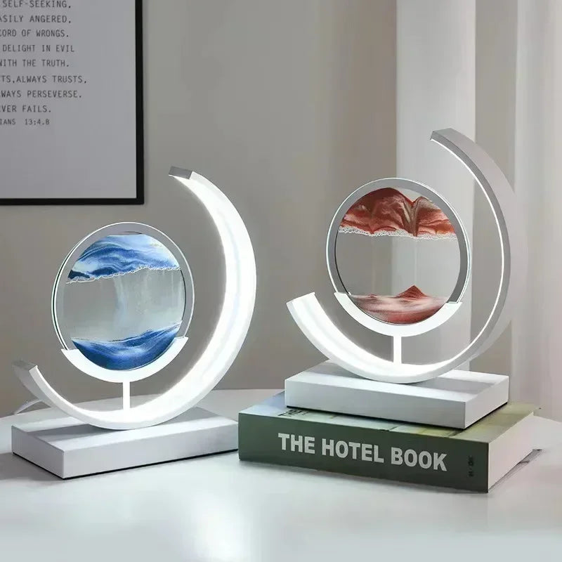 LED Sand Art Lamp – Flowing Quicksand 3D Hourglass Night Light