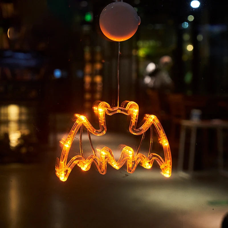 Halloween LED Hanging Ornaments – Witch Hat, Spider & Ghost Lights