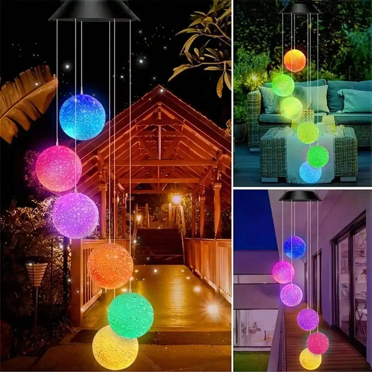 Solar Color Changing Wind Chimes – 6 LED RGB Outdoor Garden Décor