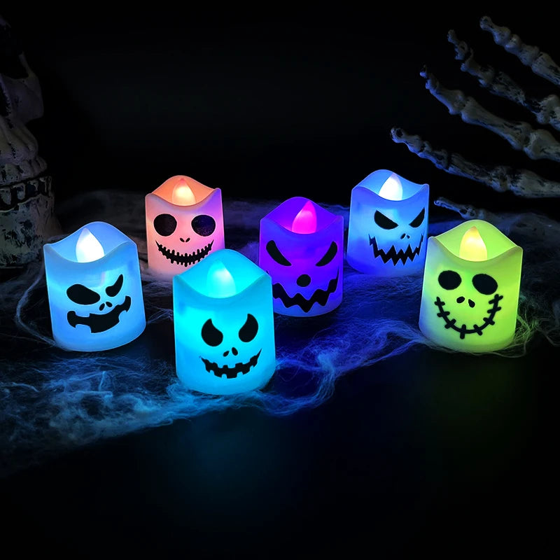 Halloween LED Ghost & Pumpkin Candle Lights – Set of 6