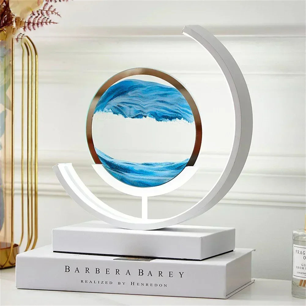 LED Sand Art Lamp – Flowing Quicksand 3D Hourglass Night Light