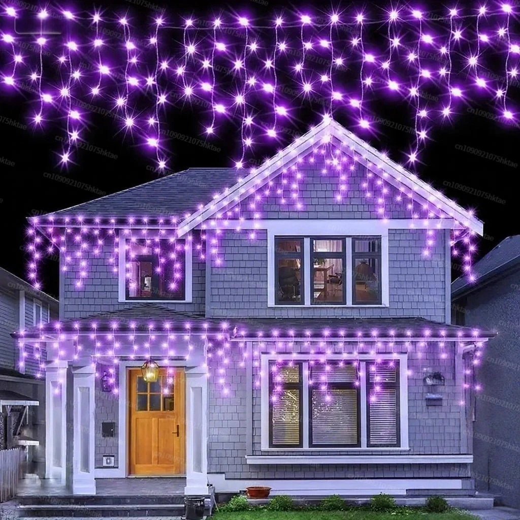 2025 LED Icicle Curtain String Lights – 8-Mode Fairy Lights for Holidays & Parties