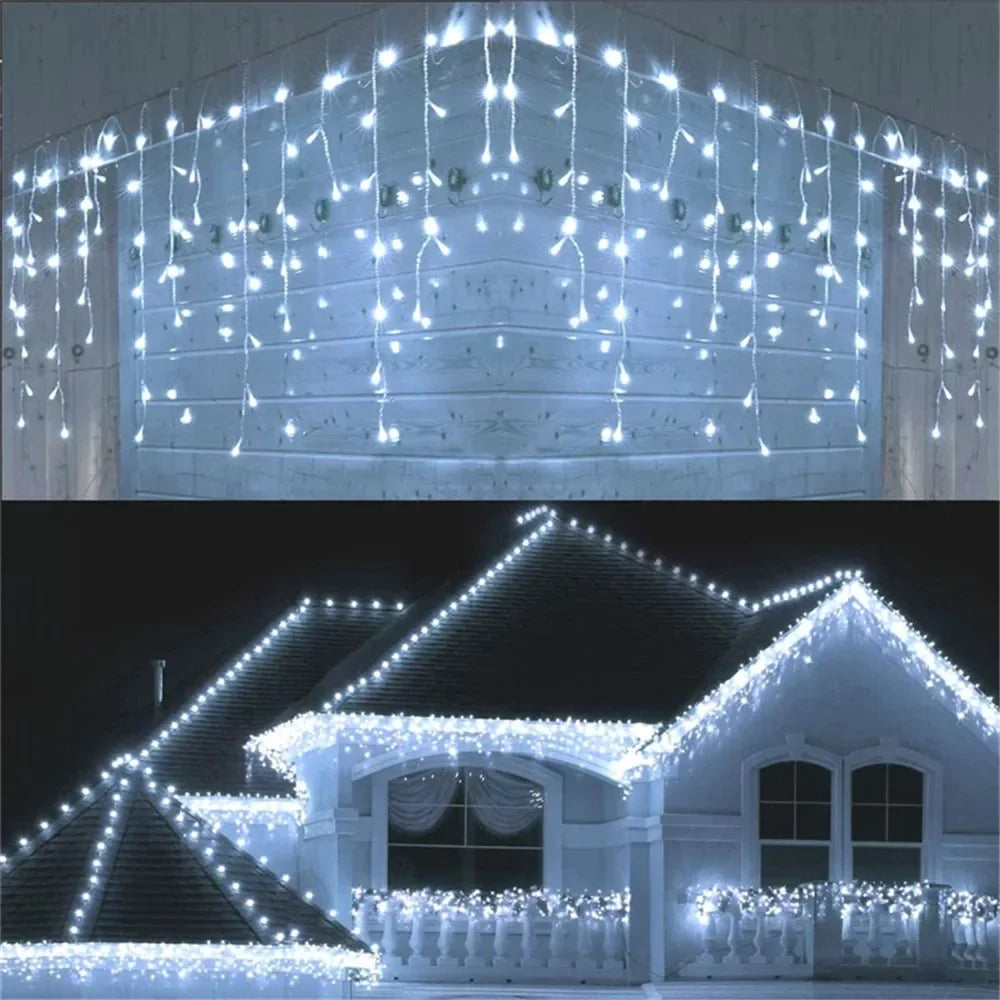 2025 LED Icicle Curtain String Lights – 8-Mode Fairy Lights for Holidays & Parties