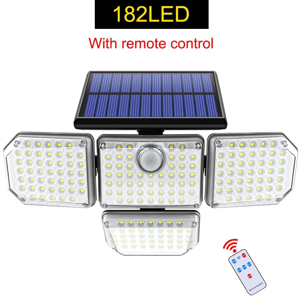 Solar Security Flood Light – 182/112 LED with Adjustable Heads & 3 Modes