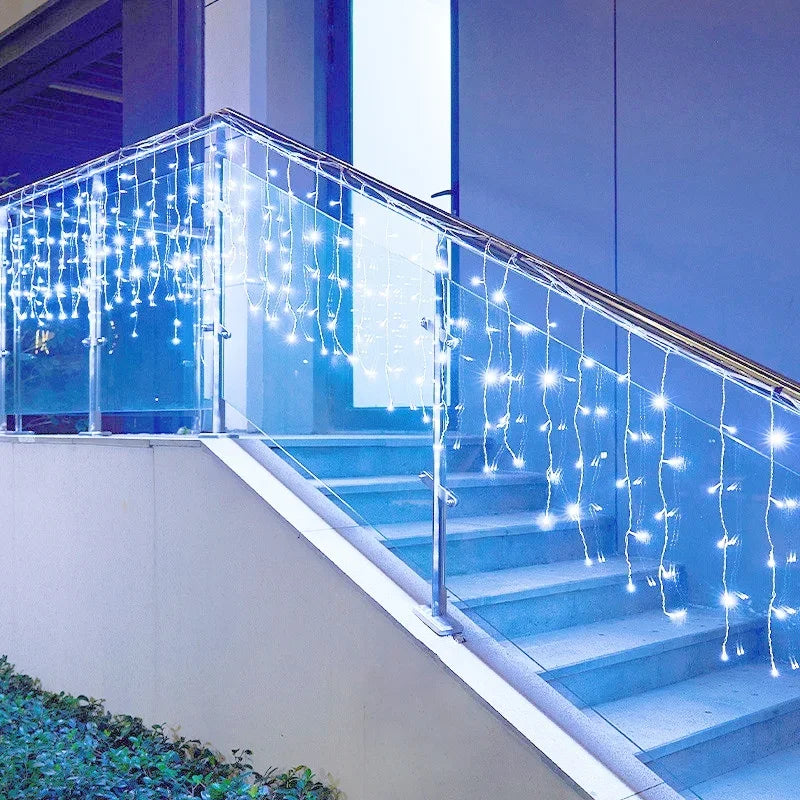 2025 LED Icicle Curtain String Lights – 8-Mode Fairy Lights for Holidays & Parties