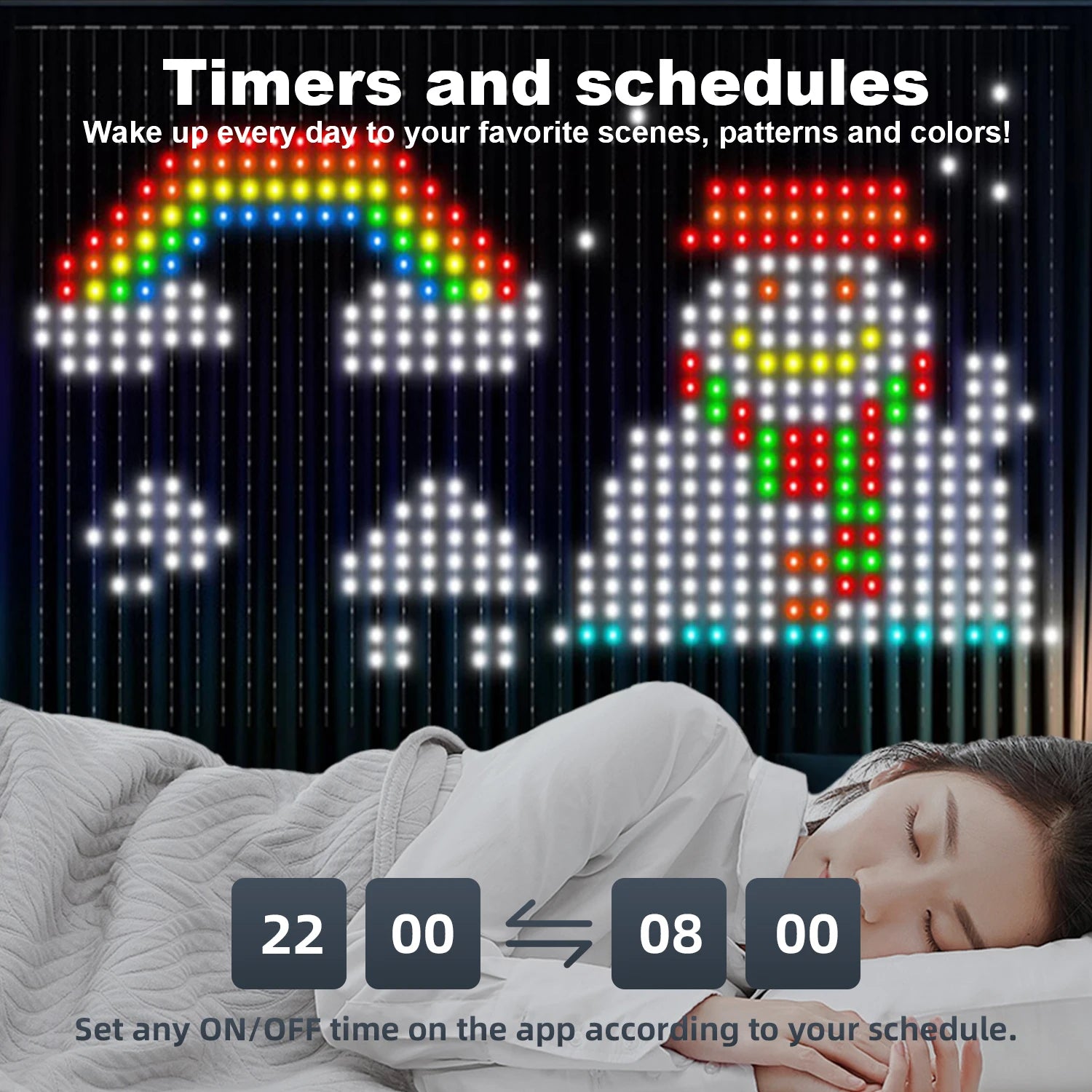 Smart Curtain Lights – 400 LED RGB Fairy Lights with App & Music Sync
