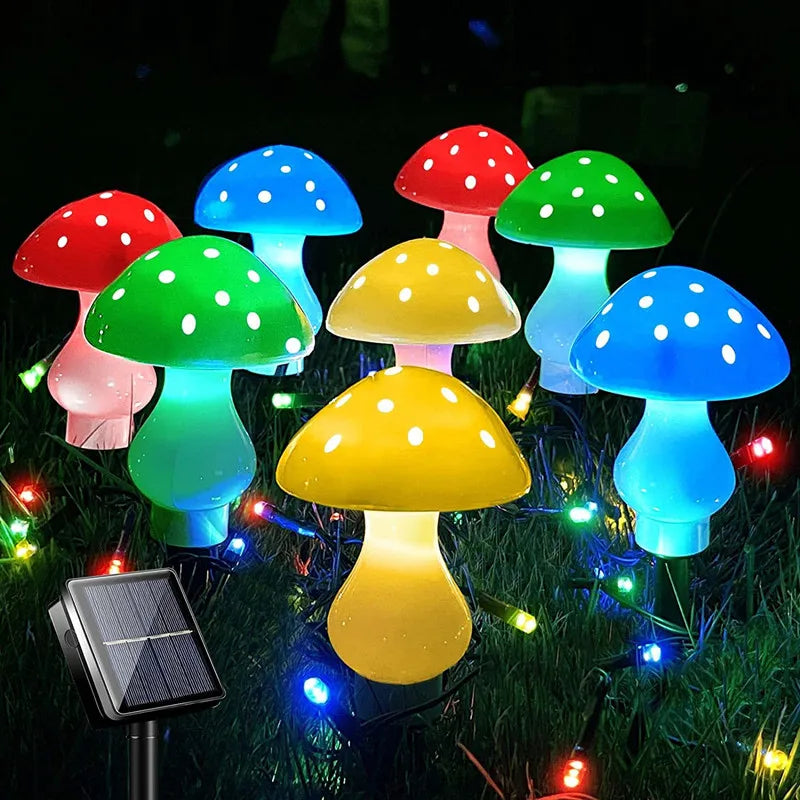 Solar Mushroom Fairy Lights – Christmas & Garden Outdoor Decoration