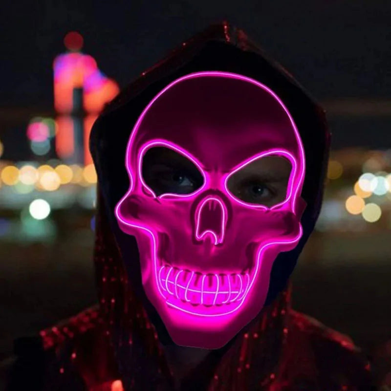 Halloween LED Skull Mask – Glowing Cold Light Full Face Mask