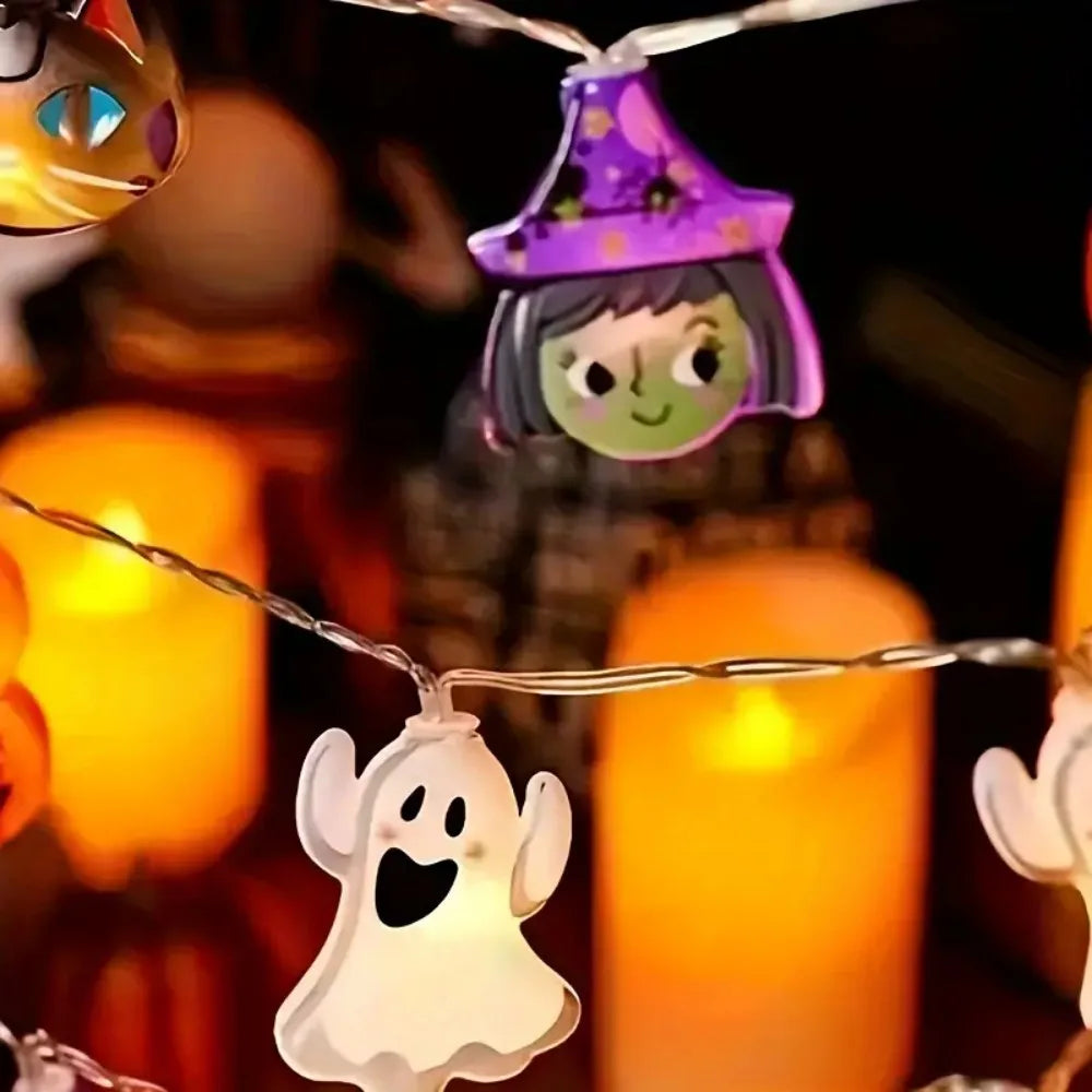 Halloween LED String Lights – Ghost, Witch, Cat, Pumpkin & Spider Web