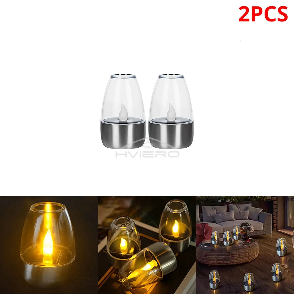 Solar LED Candle Light – Stainless Steel Outdoor Garden Lamp