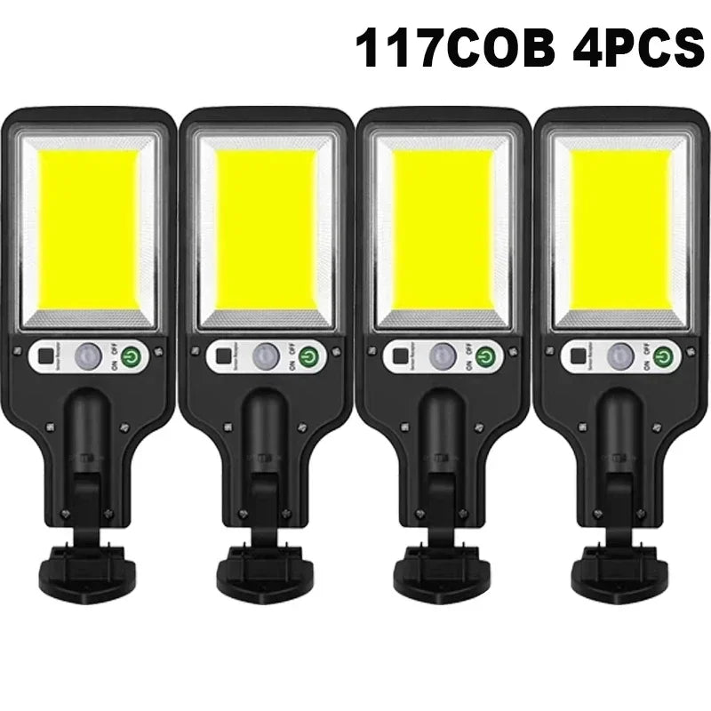LED Solar Motion Sensor Wall Lights 108/117 COB – Waterproof Outdoor Security Lamps