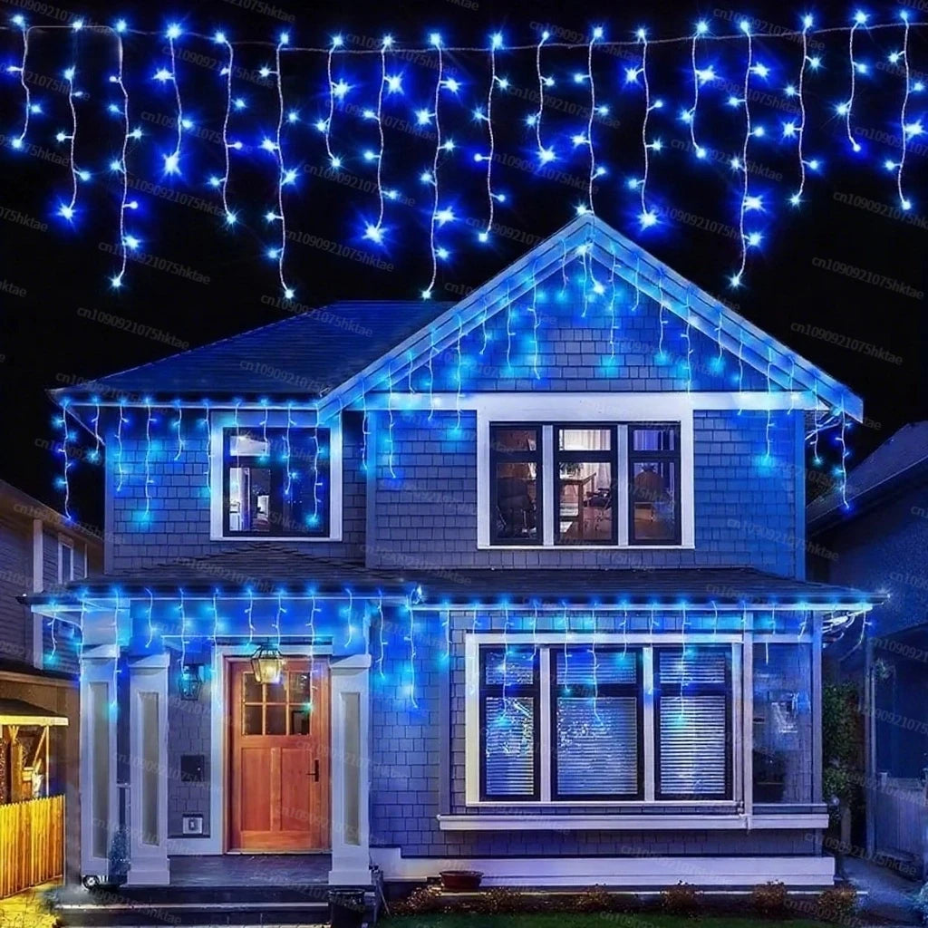 2025 LED Icicle Curtain String Lights – 8-Mode Fairy Lights for Holidays & Parties