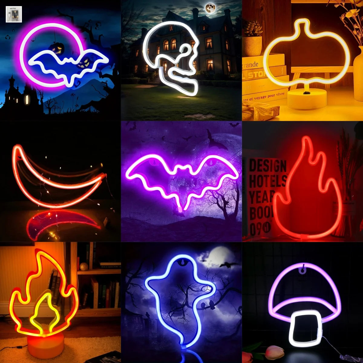 Halloween Atmosphere LED Neon Sign – USB or Battery Powered Wall Light