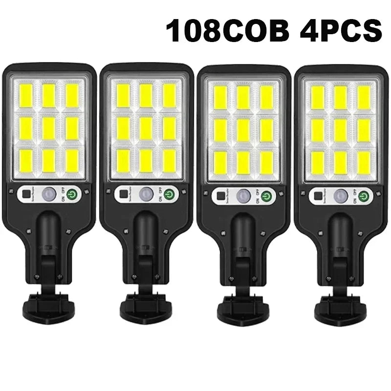 LED Solar Motion Sensor Wall Lights 108/117 COB – Waterproof Outdoor Security Lamps