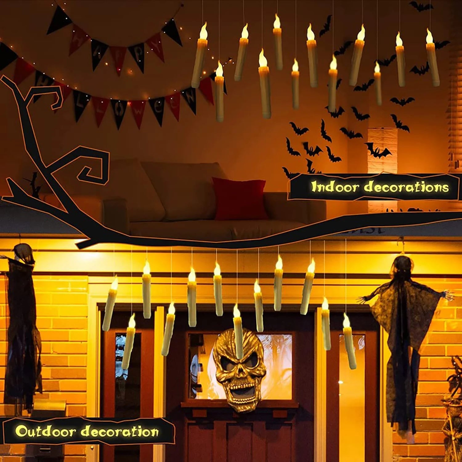 Floating LED Candles with Remote – Hanging Magic Wand Set