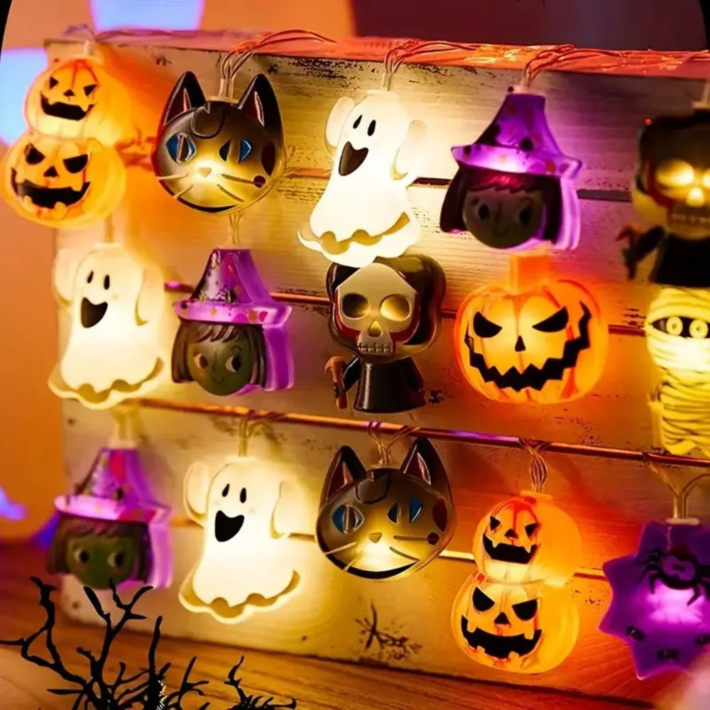 Halloween LED String Lights – Ghost, Witch, Cat, Pumpkin & Spider Web