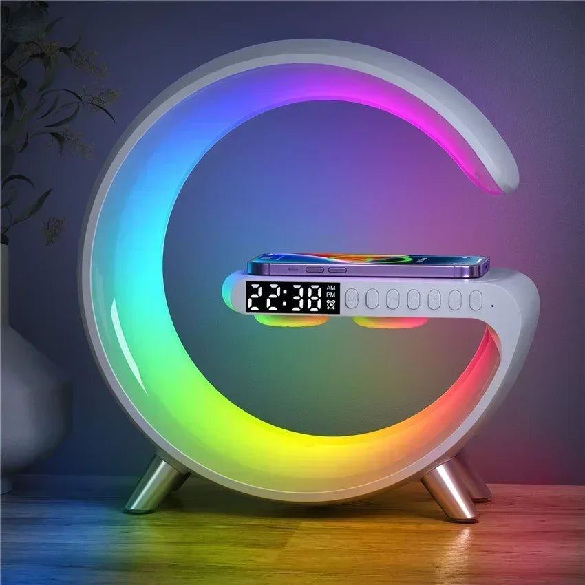 Wireless Charging Station with Bluetooth Speaker & RGB Night Light