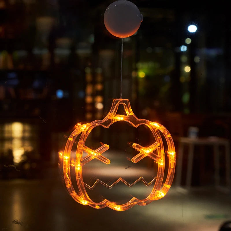 Halloween LED Hanging Ornaments – Witch Hat, Spider & Ghost Lights