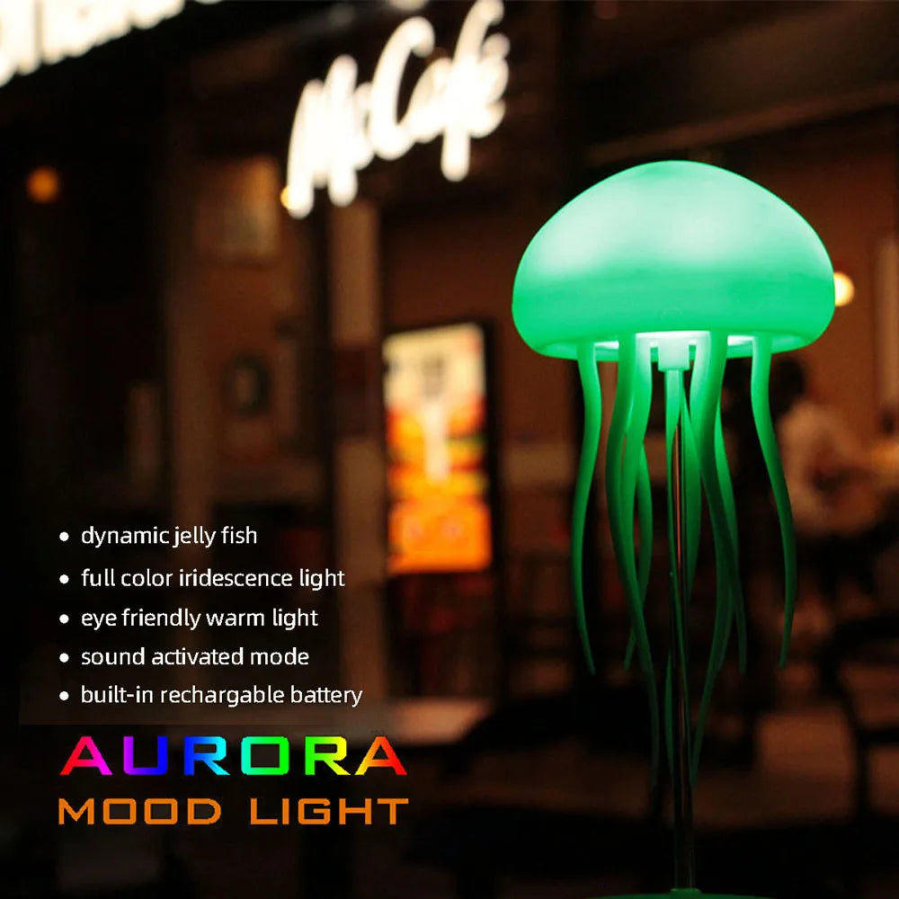 RGB Jellyfish Night Light – Voice Control Lamp with Bluetooth & USB Rechargeable