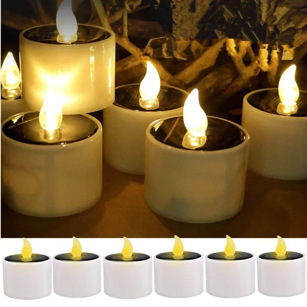 Solar Tea Light Candles – 6PCS Waterproof Flameless LED
