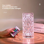 Rose Crystal Touch Lamp – USB Rechargeable 16-Color LED Bedside Light