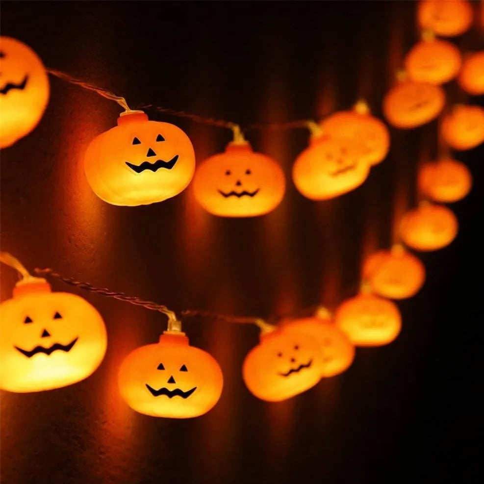 Halloween Pumpkin Lantern String Lights – Battery Powered LED