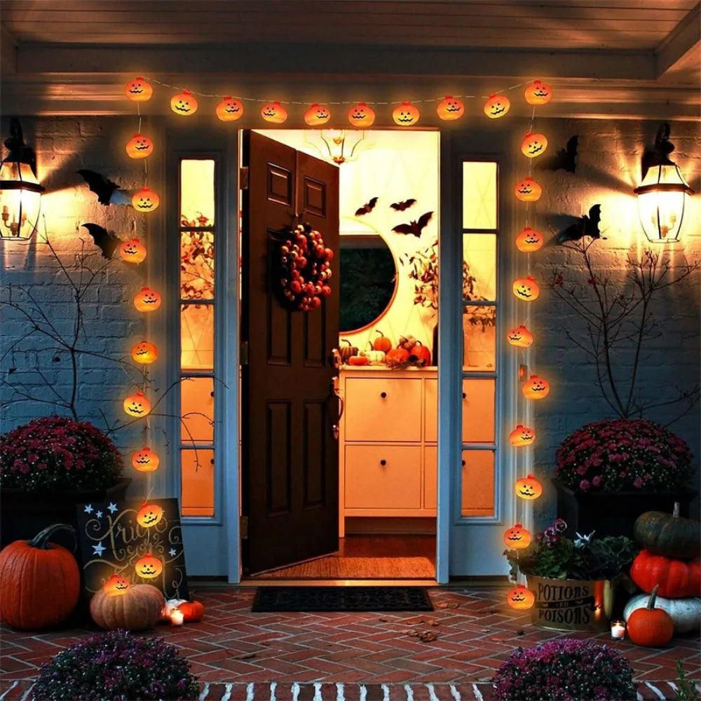 Halloween Pumpkin Lantern String Lights – Battery Powered LED
