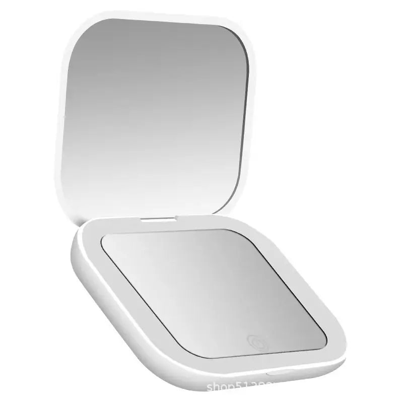 Mini Folding LED Makeup Mirror – USB Rechargeable with 2X Magnification