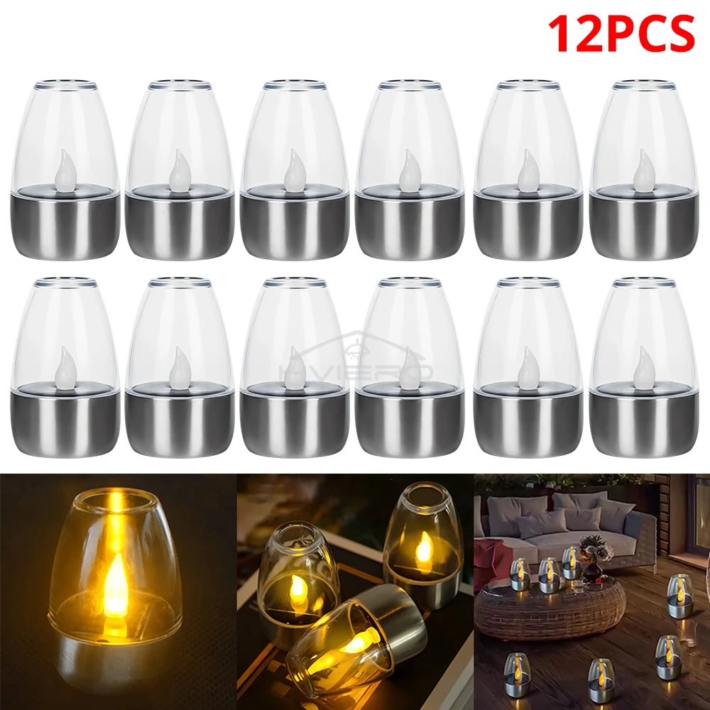 Solar LED Candle Light – Stainless Steel Outdoor Garden Lamp