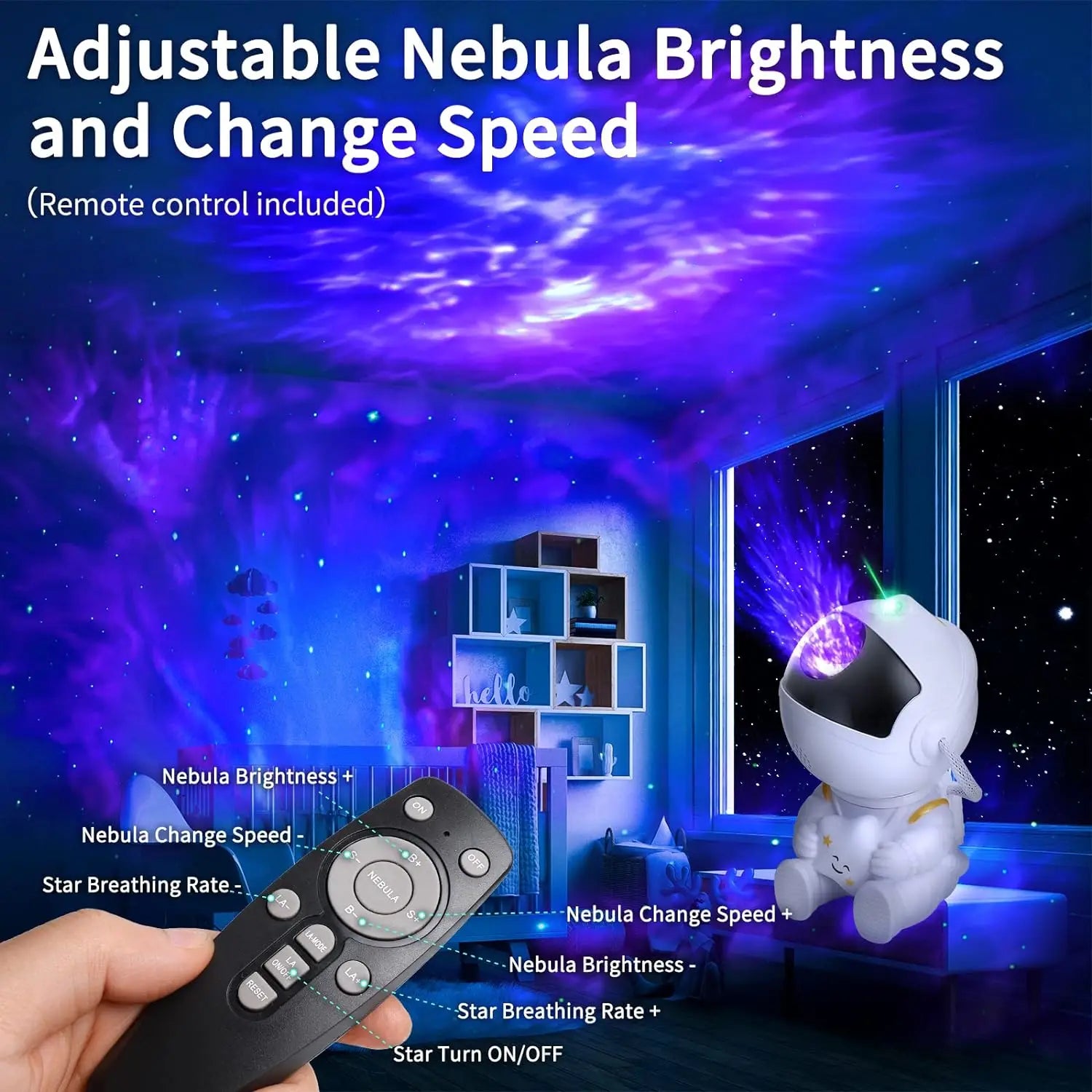 Astronaut Galaxy Projector Lamp – Starry Sky & Nebula Night Light with Remote