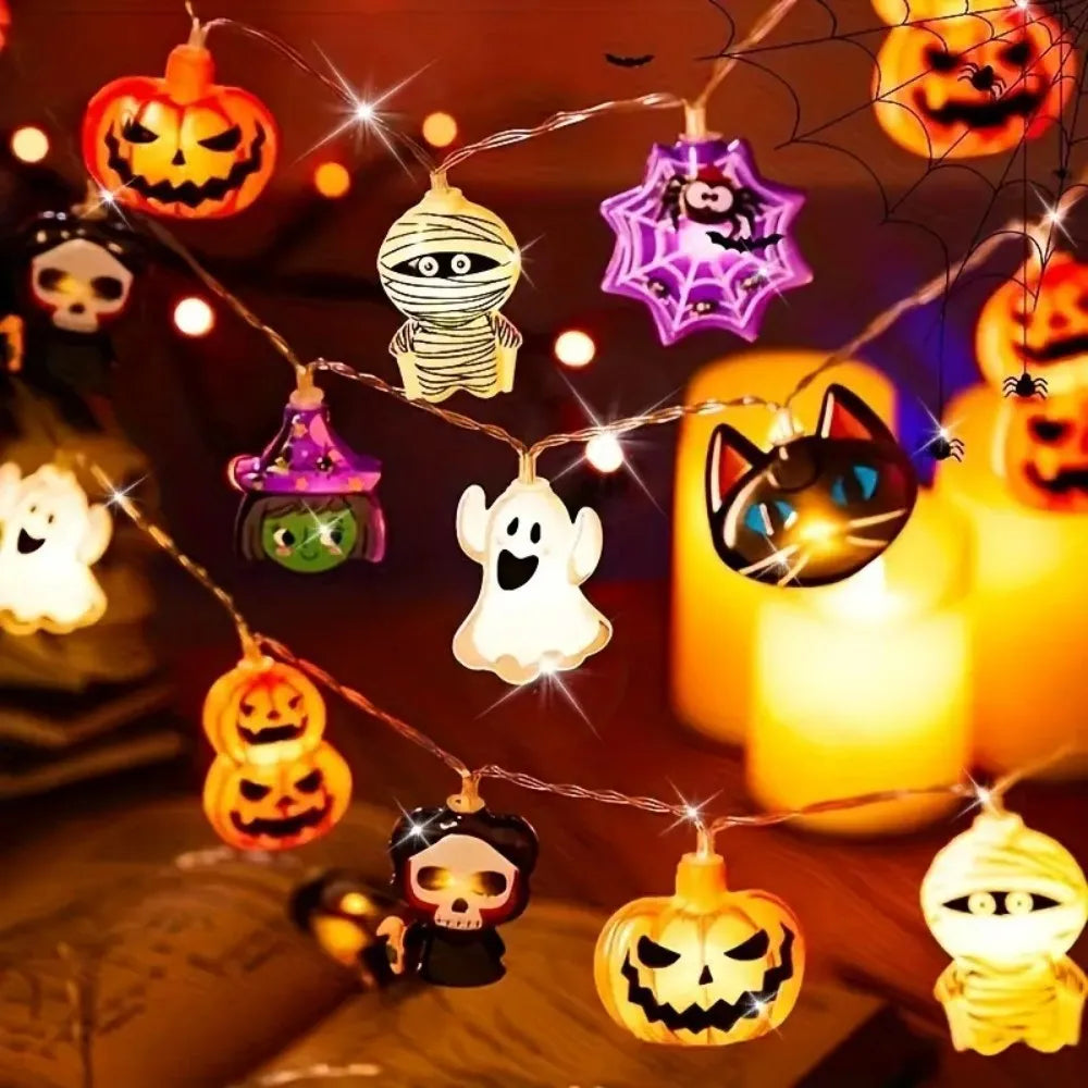 Halloween LED String Lights – Ghost, Witch, Cat, Pumpkin & Spider Web