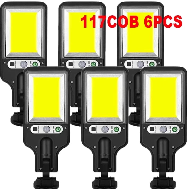 LED Solar Motion Sensor Wall Lights 108/117 COB – Waterproof Outdoor Security Lamps