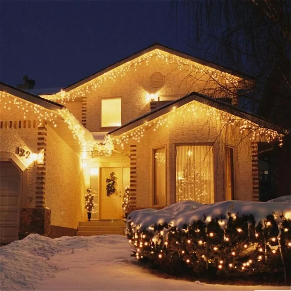 2025 LED Icicle Curtain String Lights – 8-Mode Fairy Lights for Holidays & Parties