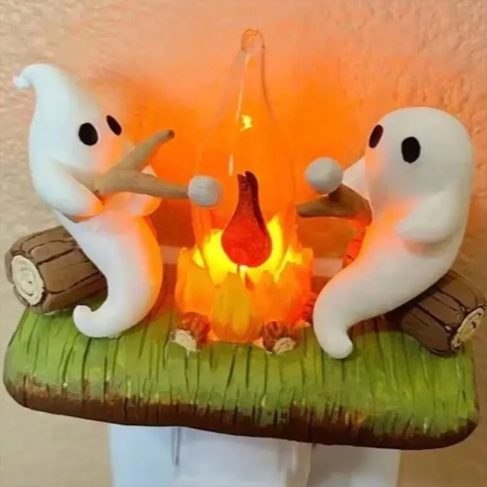 Halloween Ghost Campfire Night Light – Flickering LED Decoration