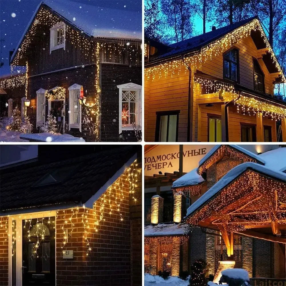2025 LED Icicle Curtain String Lights – 8-Mode Fairy Lights for Holidays & Parties