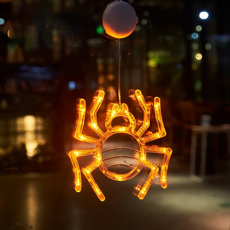 Halloween LED Hanging Ornaments – Witch Hat, Spider & Ghost Lights