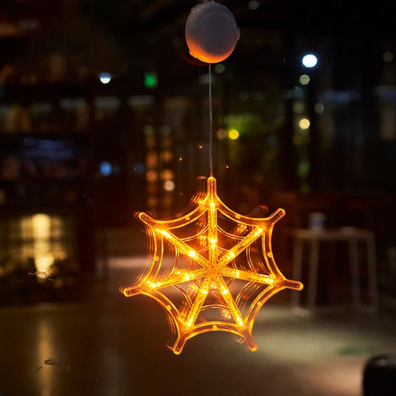 Halloween LED Hanging Ornaments – Witch Hat, Spider & Ghost Lights