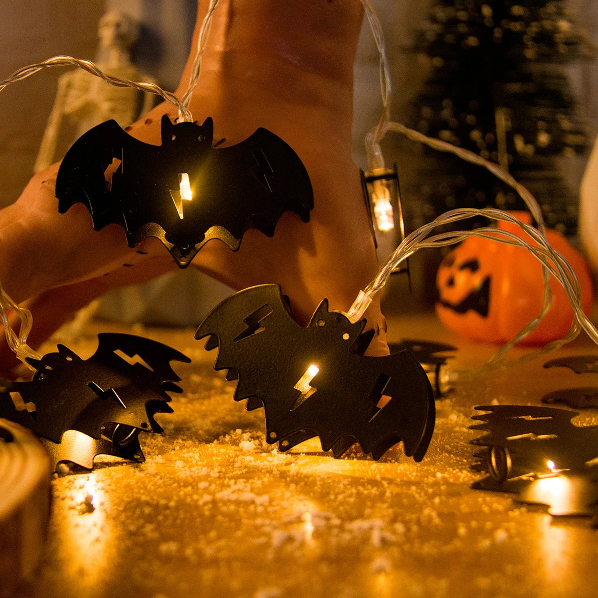 Halloween Bat, Crow, Spider LED String Lights – 1.5M Battery Operated