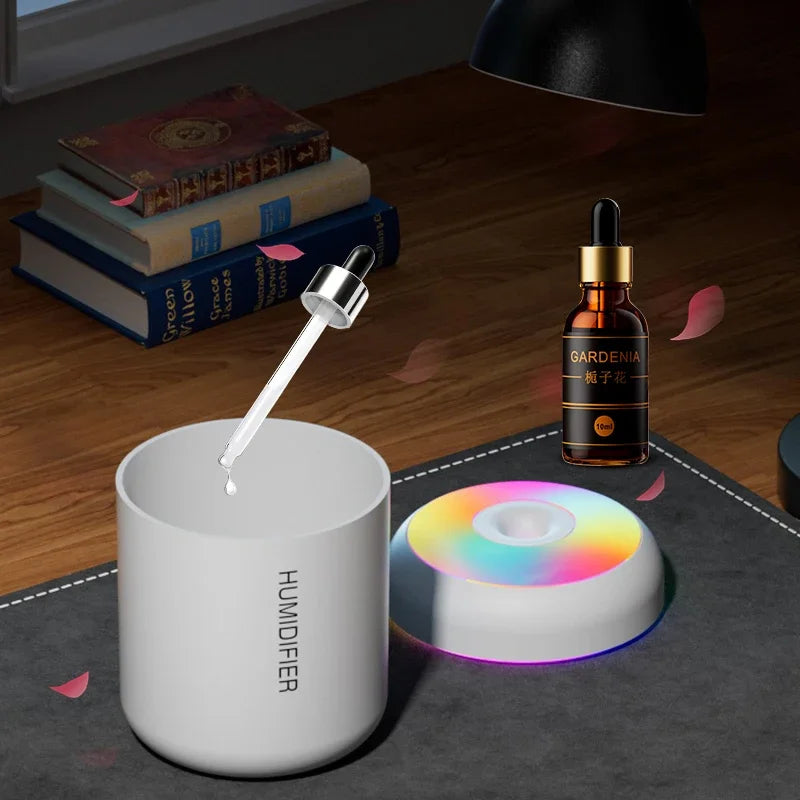 Mini USB Air Humidifier – 180ml Aroma Diffuser with LED Light