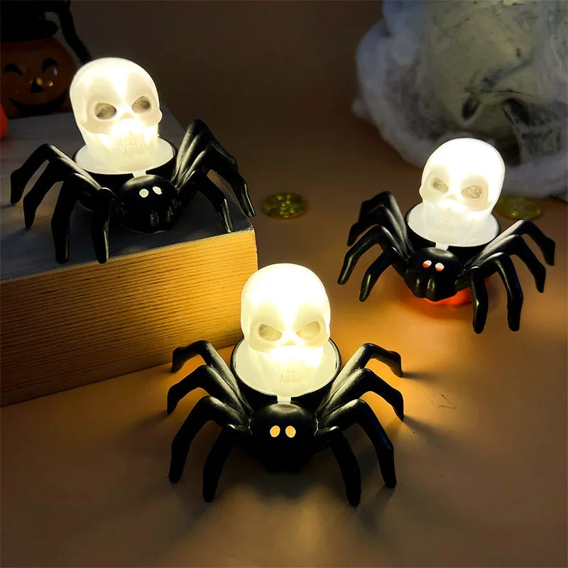 Halloween LED Candle Lights – Spider & Skull Decorative Lamps