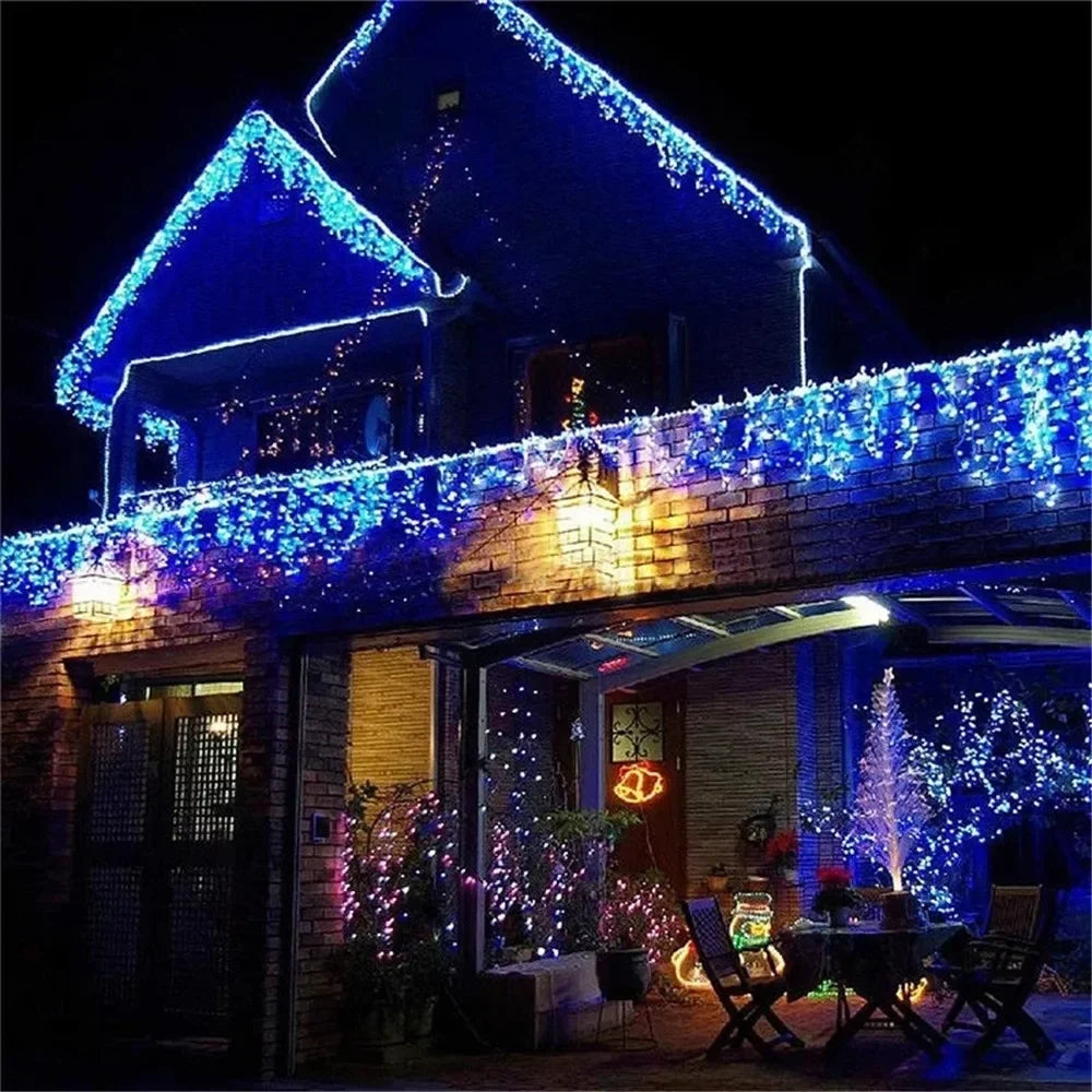 2025 LED Icicle Curtain String Lights – 8-Mode Fairy Lights for Holidays & Parties